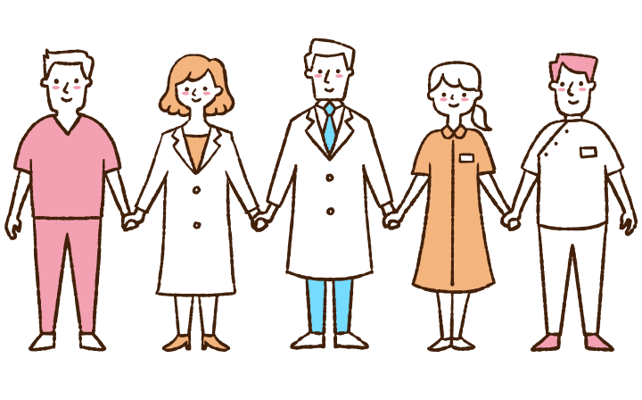 医療従事者のチームイラスト