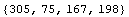 {305, 75, 167, 198}