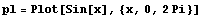 pl = Plot[Sin[x], {x, 0, 2 Pi}]