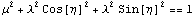 μ^2 + λ^2 Cos[η]^2 + λ^2 Sin[η]^2 == 1