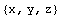 {x, y, z}