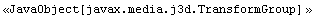 <<JavaObject[javax.media.j3d.TransformGroup] >>