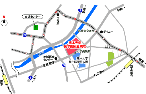 熊本大学病院へのアクセス方法（詳細）